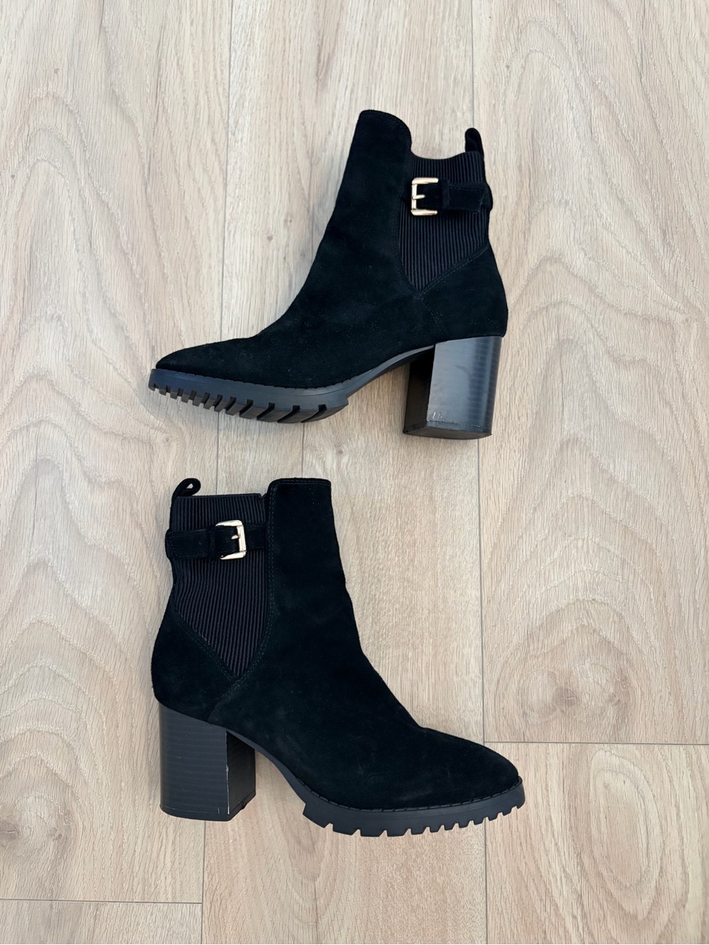 Blondo Women's Black Suede Ankle Boots with Side Buckle
